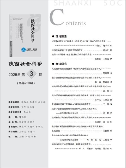 陕西社会科学第3期目录01